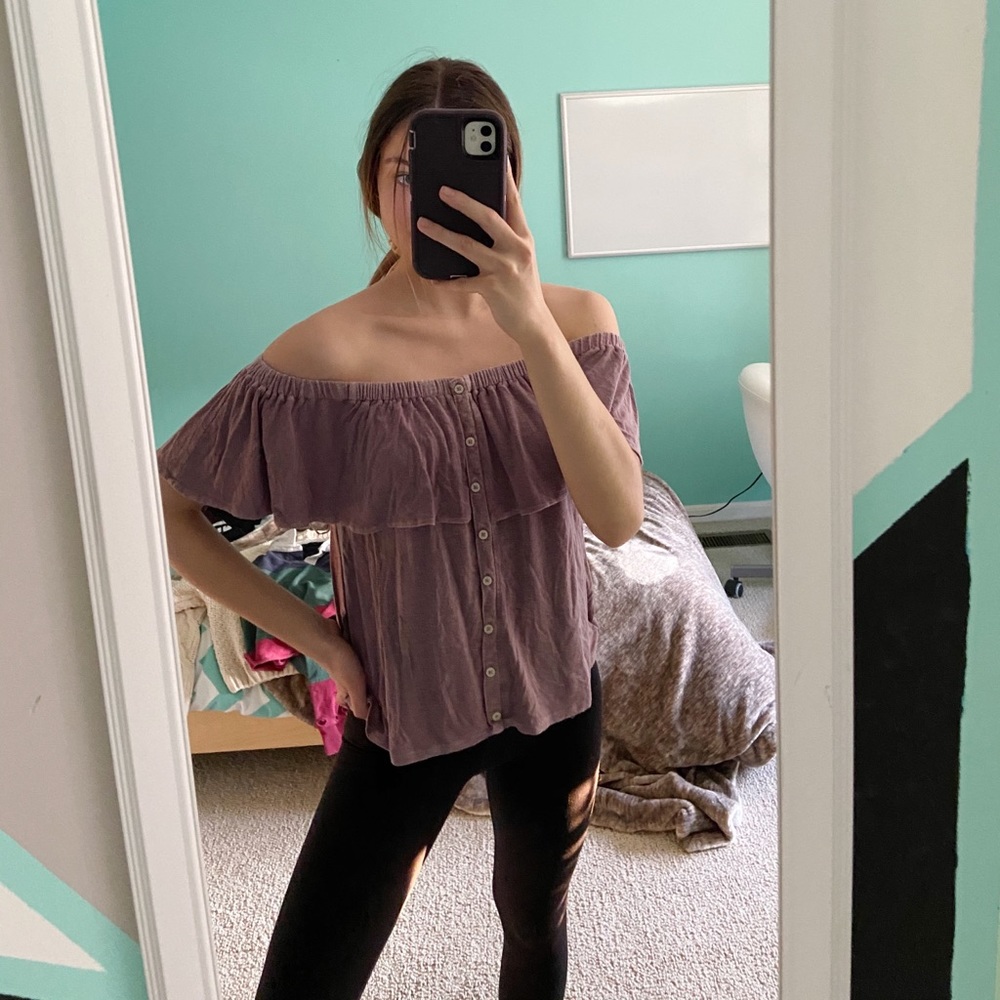 Aeropostale Purple Open Shoulder Top